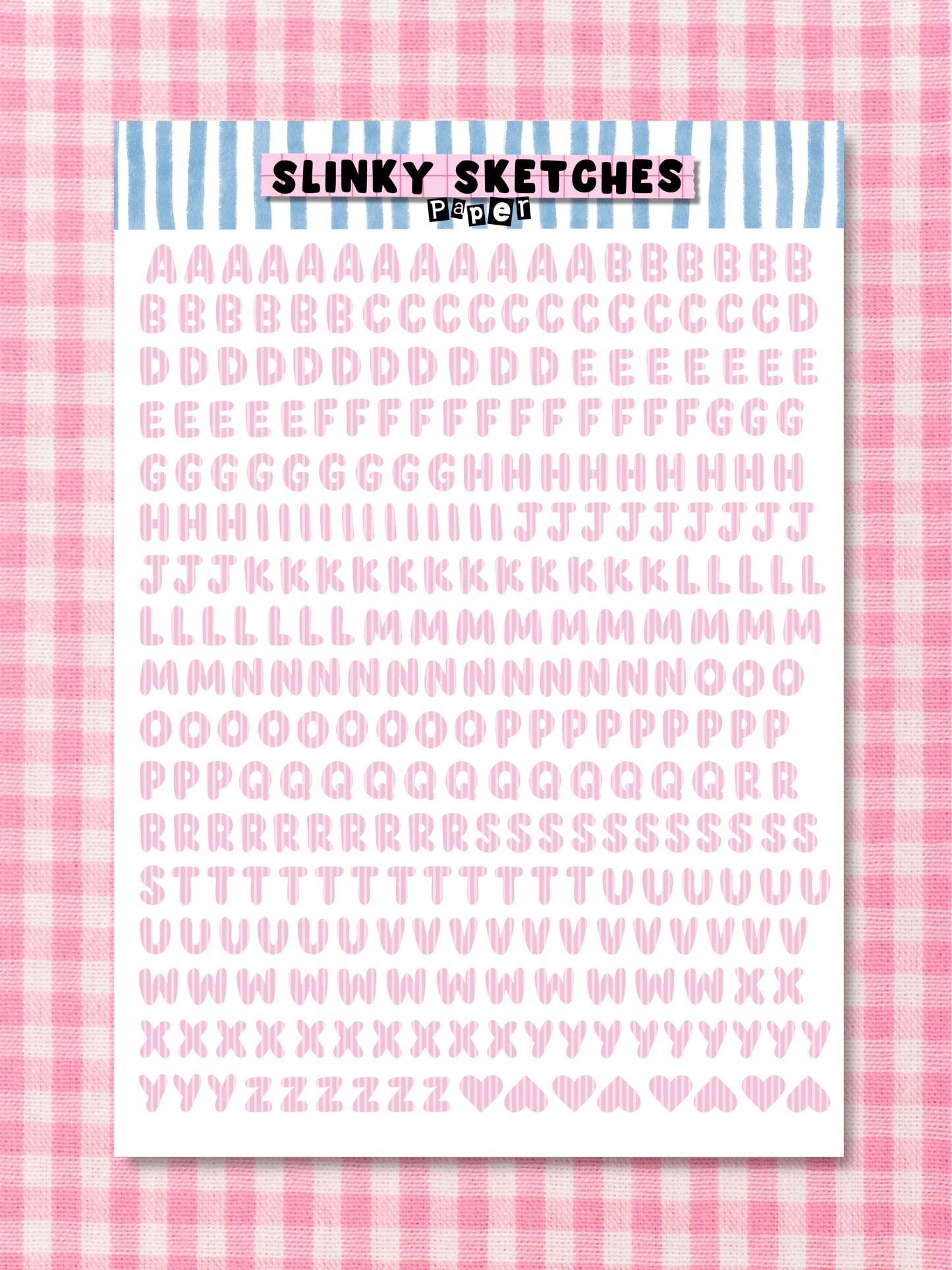 A5 Paper Pink Stripe Lettering Sticker Sheet