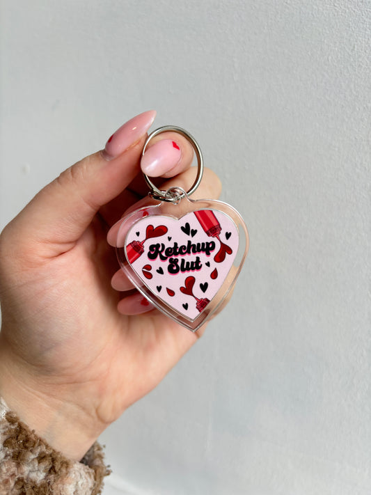 Ketchup Slut HEART Keyring