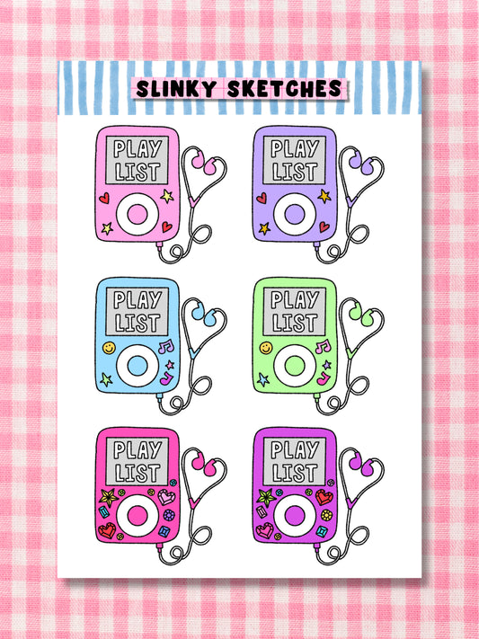 Playlist A6 Sticker Sheet