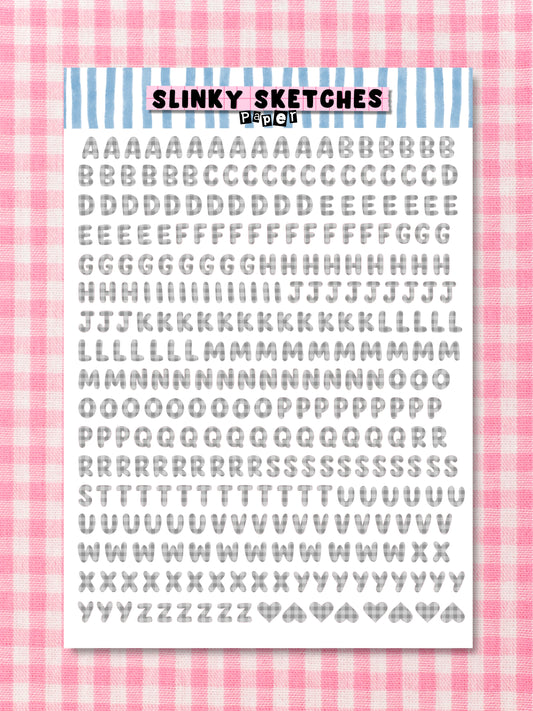 A5 Paper Grey Gingham Lettering Sticker Sheet