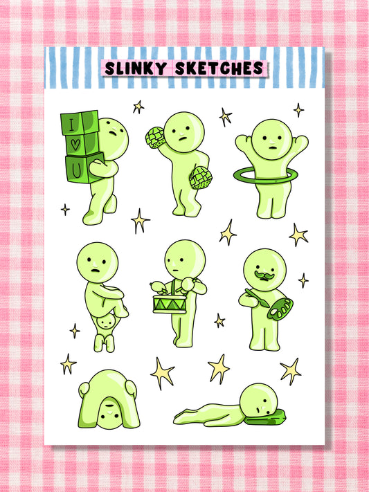 Green Guys A6 Sticker Sheet