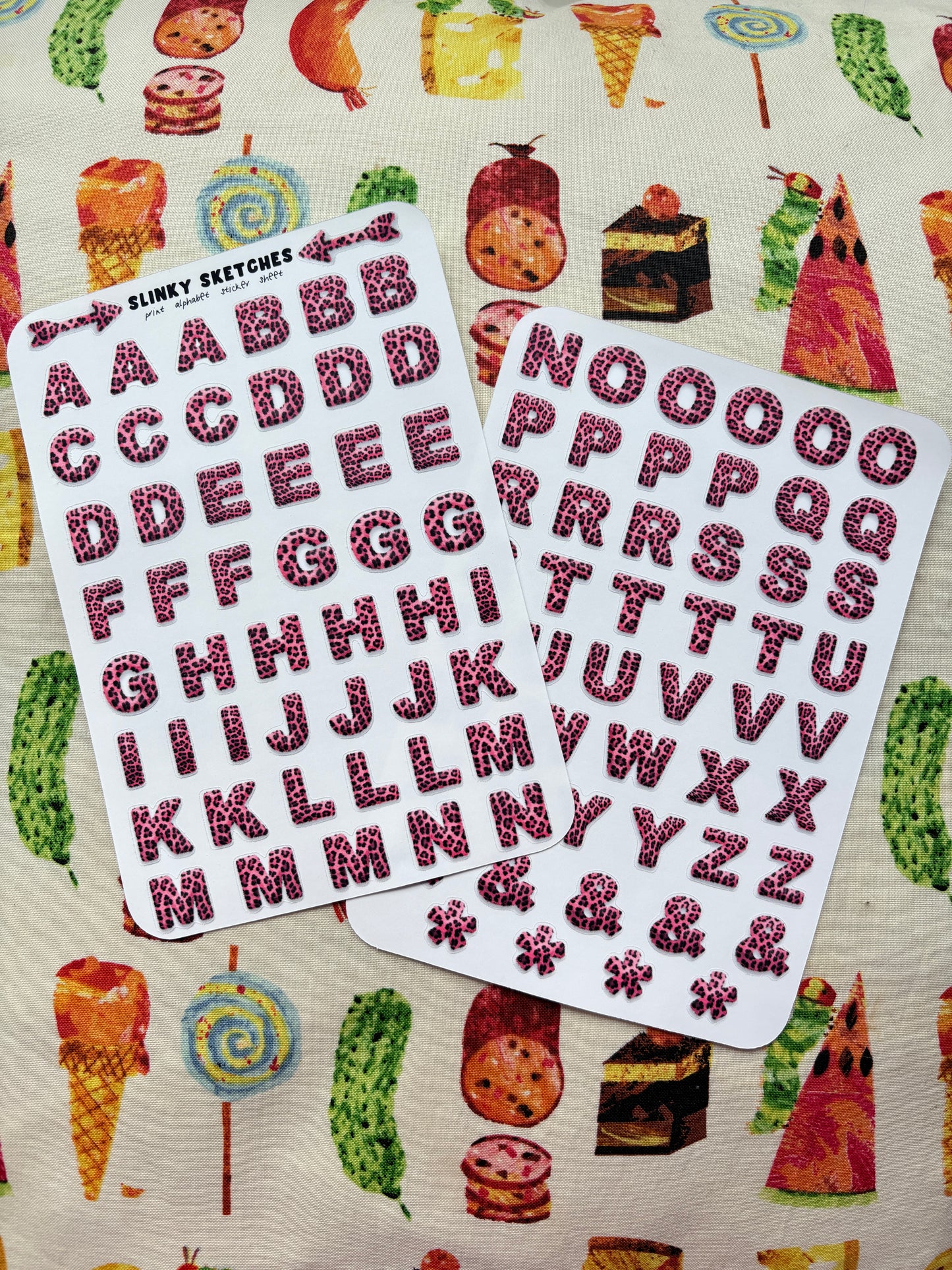 Pink Leopard Alphabet Sticker Sheet (2 sheets)