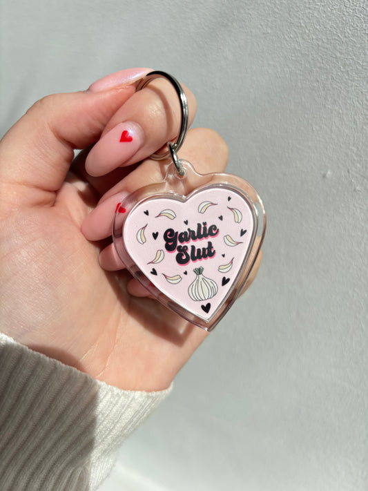 Garlic Slut HEART Keyring