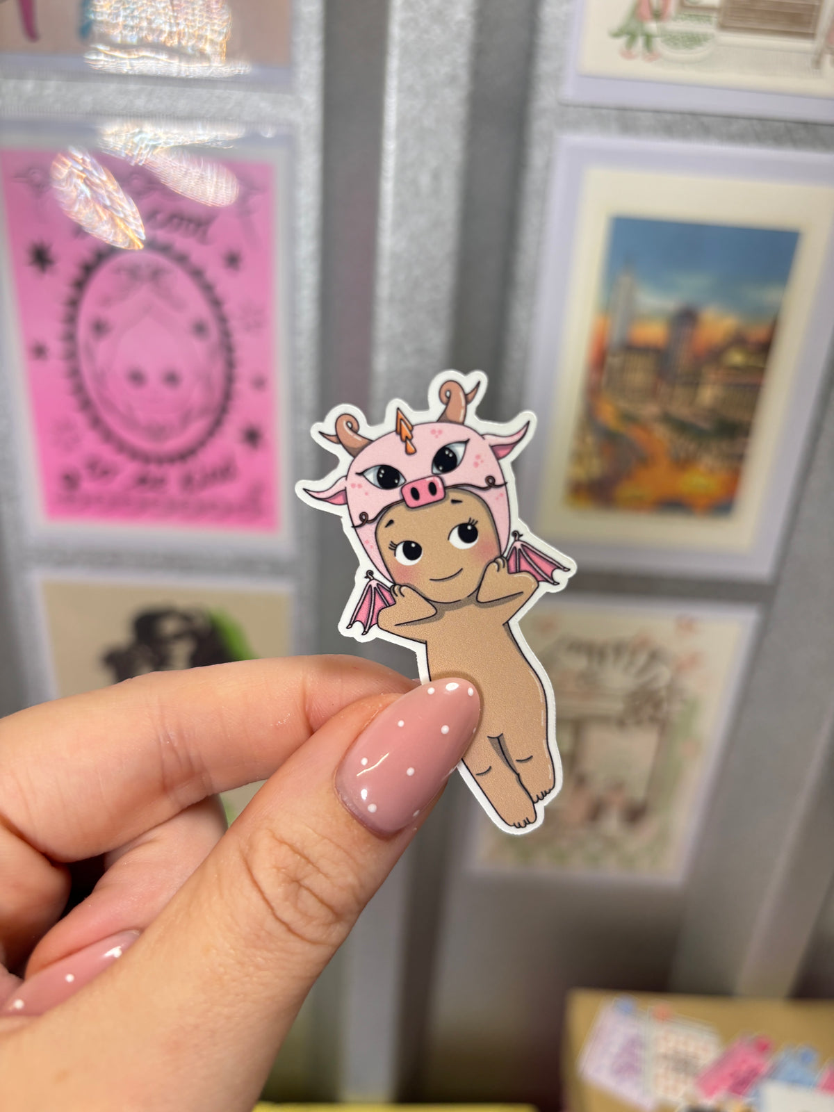 Pink Dragon Die Cut Sticker
