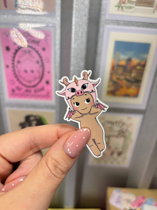Pink Dragon Die Cut Sticker