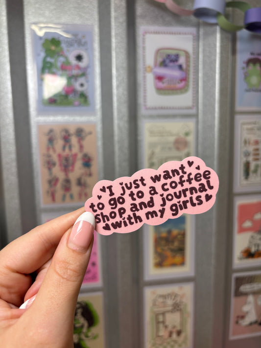 Coffee & Journal Die Cut Glitter Sticker