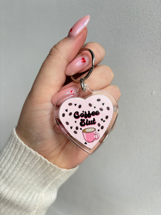 Coffee Slut HEART Keyring