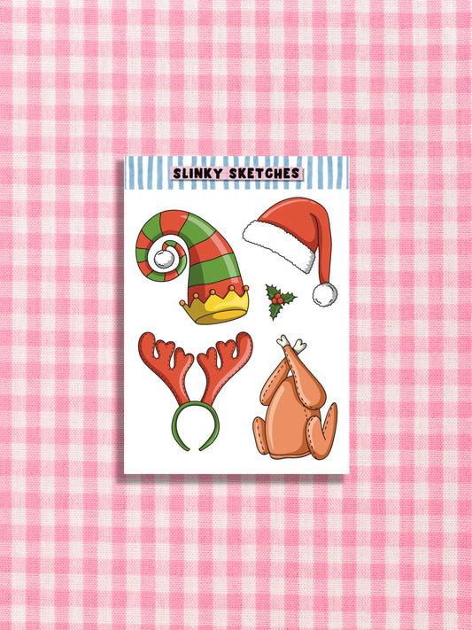 Festive Hats A7 Sticker Sheet