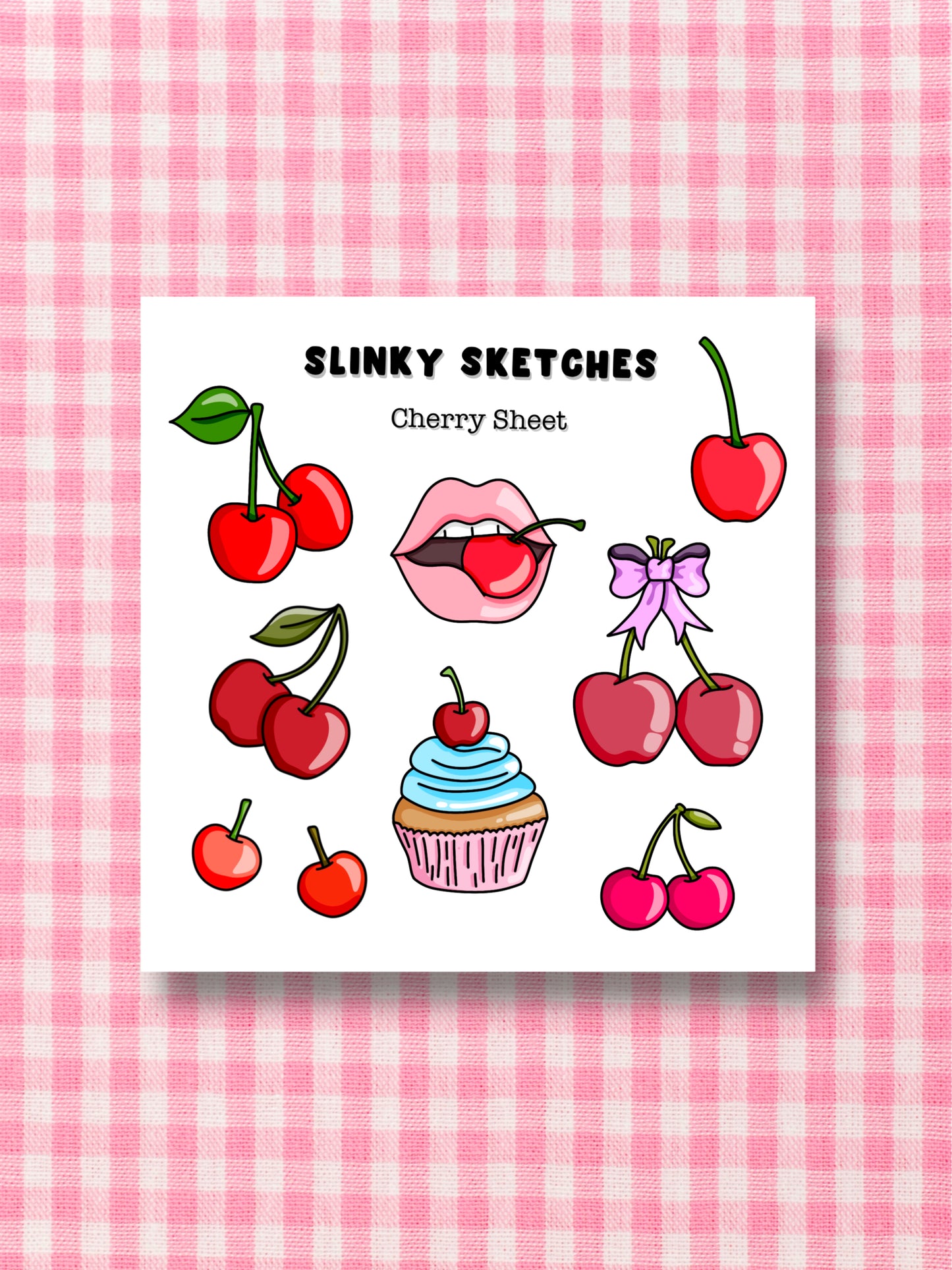 9cmx9cm Cherries Sticker Sheet