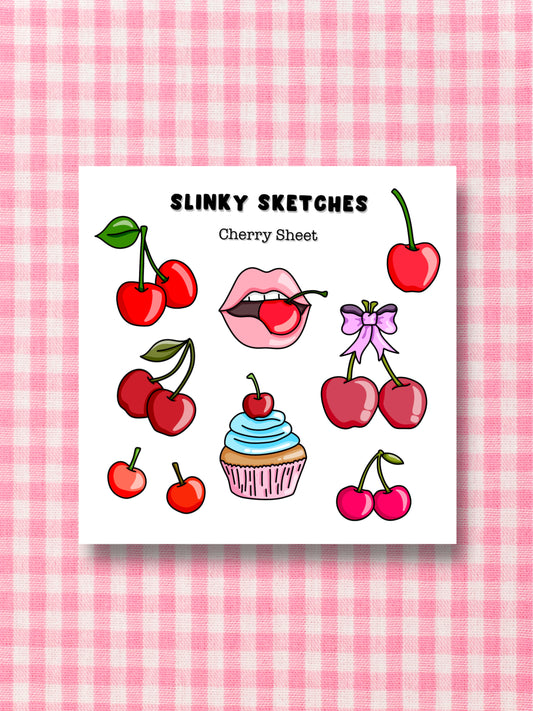 9cmx9cm Cherries Sticker Sheet