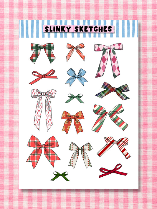 Festive Bows A6 Sticker Sheet