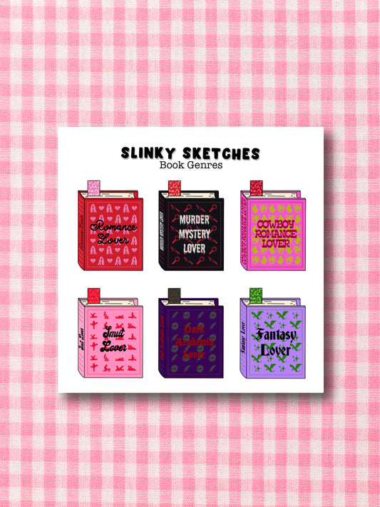 9cmx9cm Book Genres Sticker Sheet