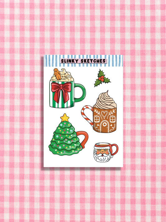 Festive Mugs A7 Sticker Sheet
