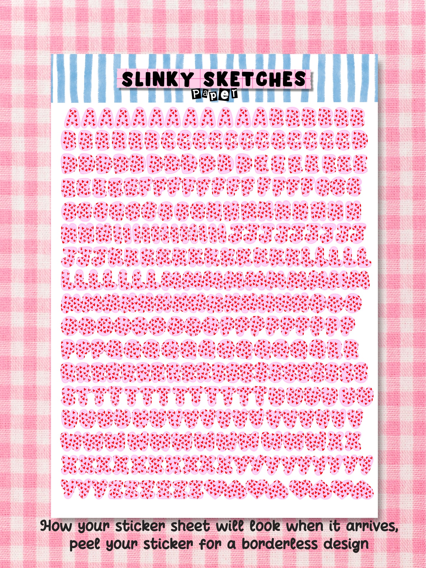 A5 Paper Heart Lettering Sticker Sheet