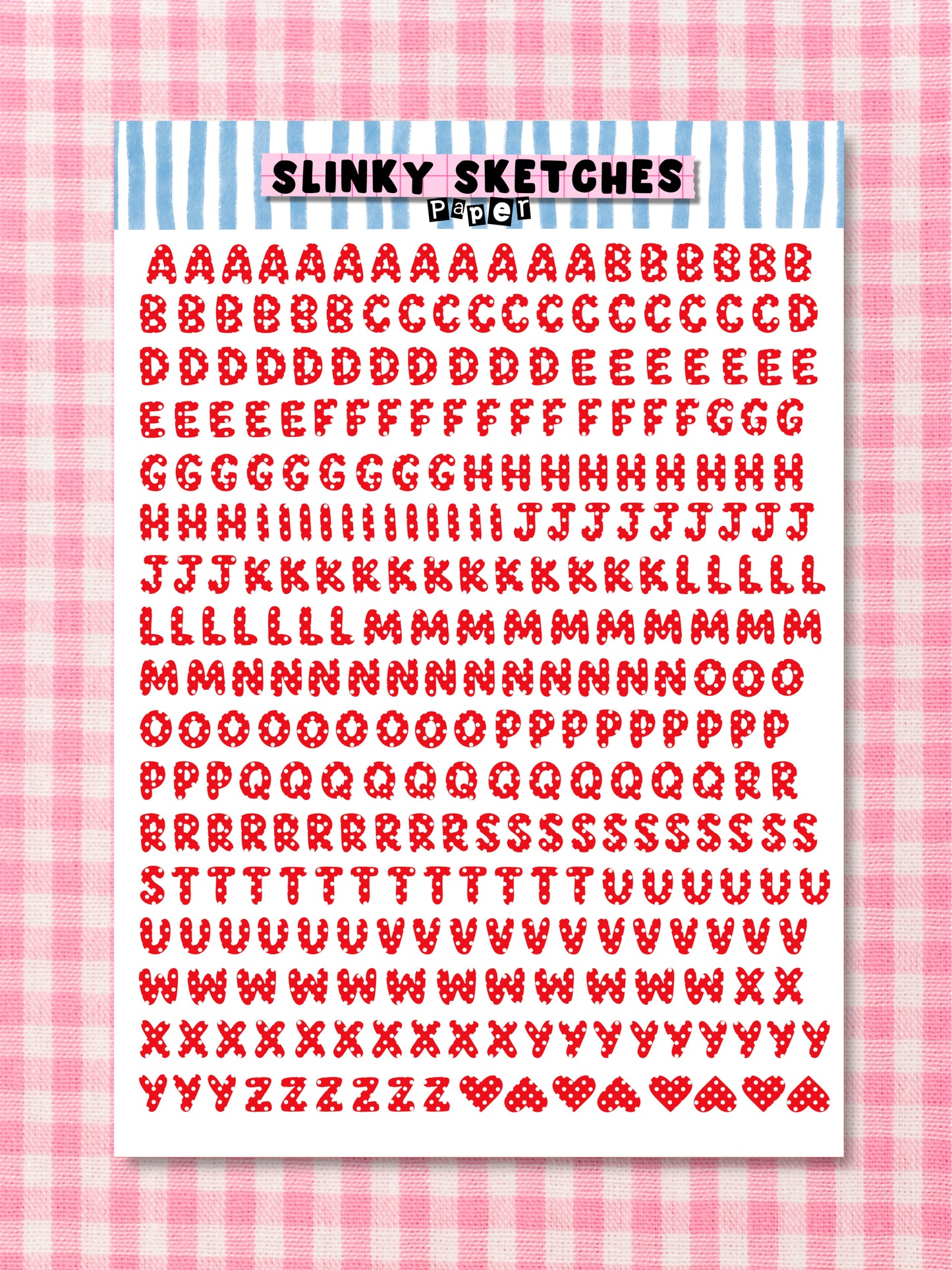 A5 Paper Red Polkadot Lettering Sticker Sheet