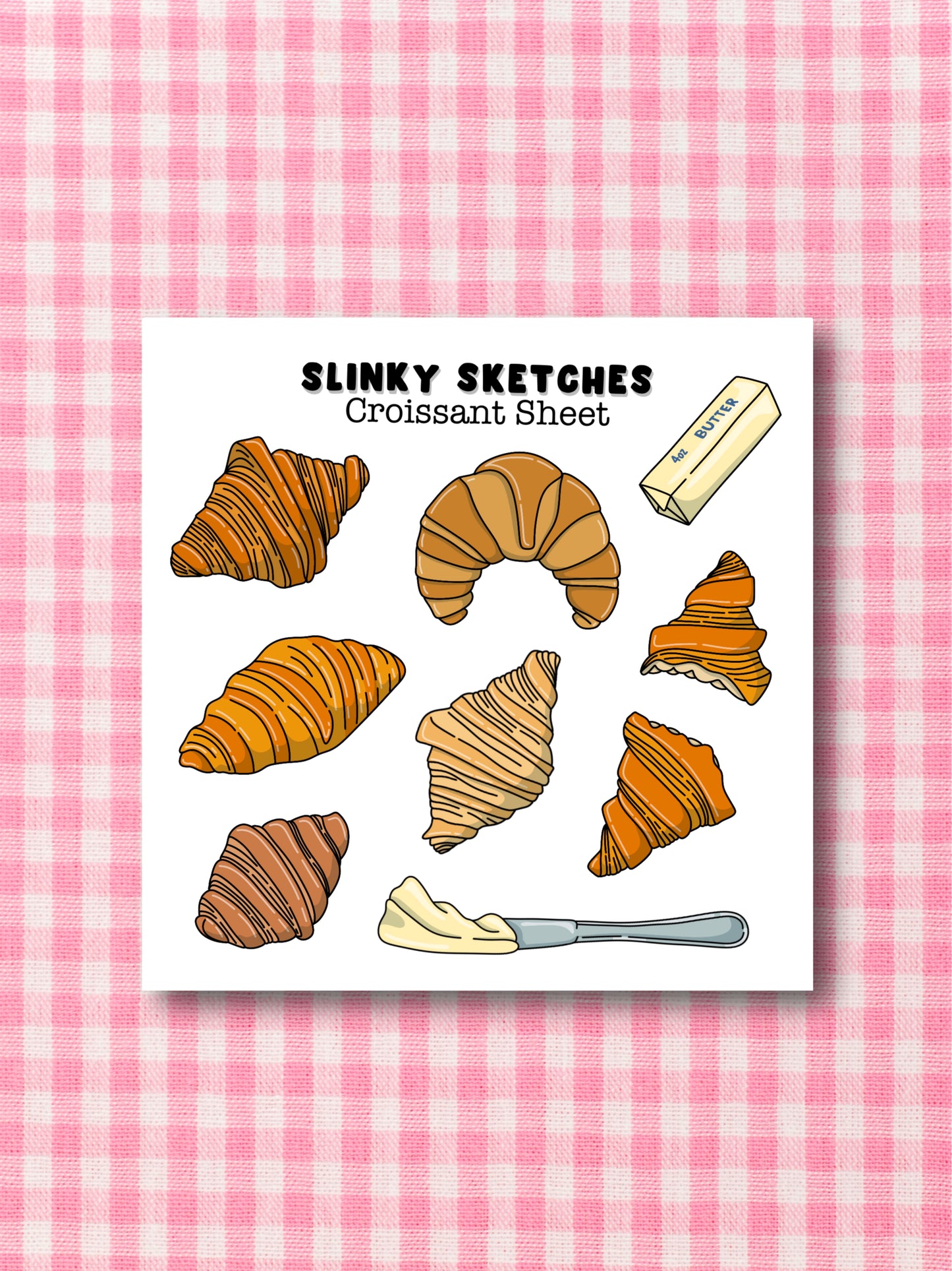 9cmx9cm Croissants Sticker Sheet