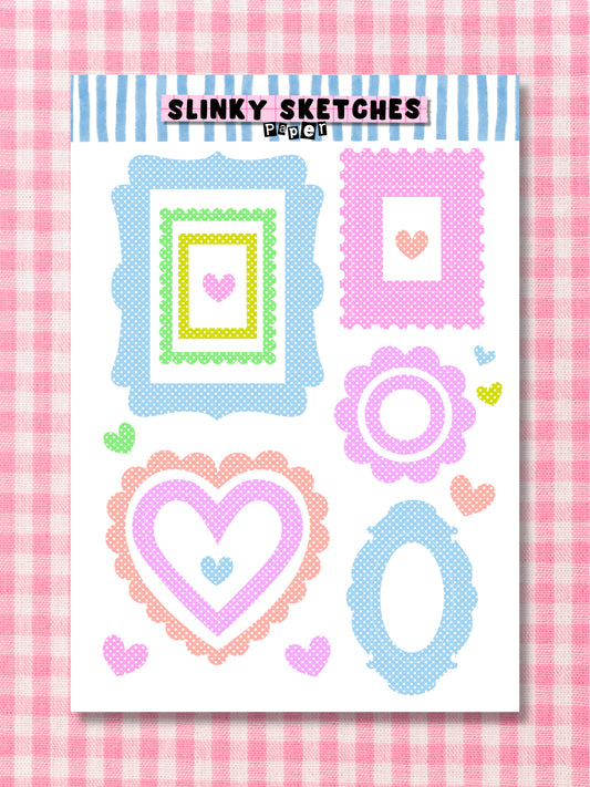 A5 Paper Polka Dot Frame Sticker Sheet
