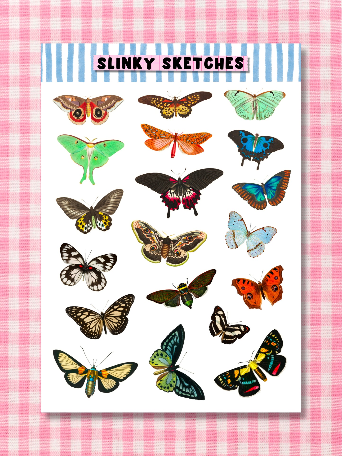 Butterflies & Moths A6 Sticker Sheet