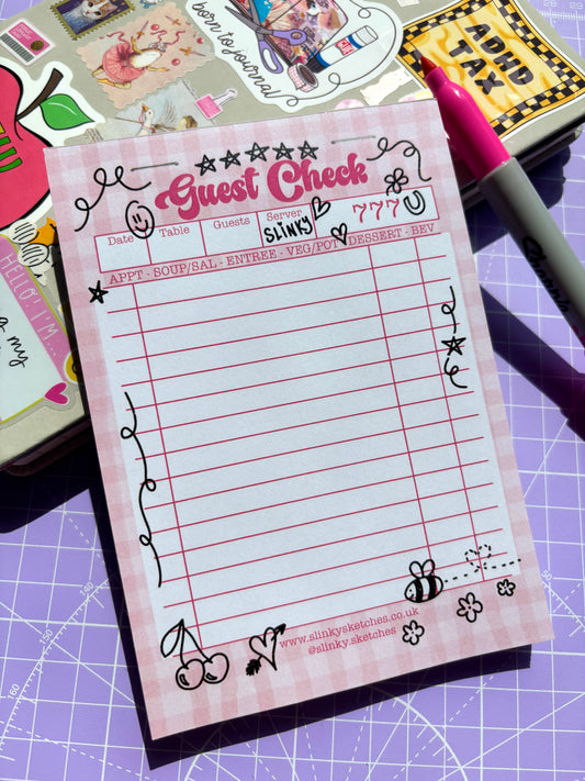 Slinky’s Guest Check Notepad