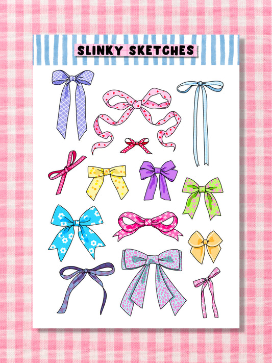 Illustrated Bows A6 Sticker Sheet