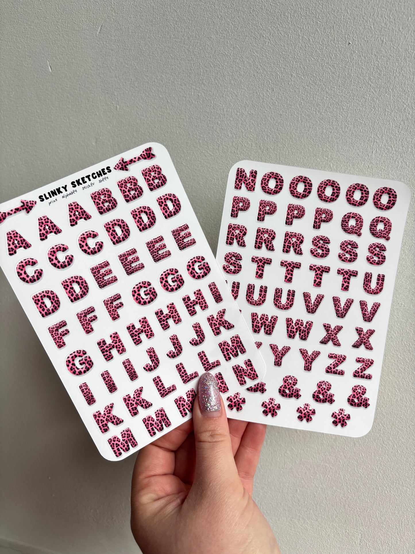 Pink Leopard Alphabet Sticker Sheet (2 sheets)