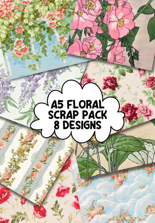 A5 Floral Scrap Paper Pack