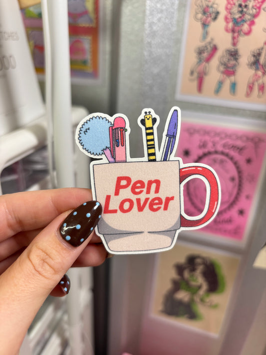 Pen Lover Cut Glitter Sticker