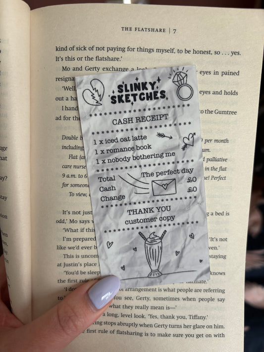 Receipt for Romance Book Die Cut Bookmark