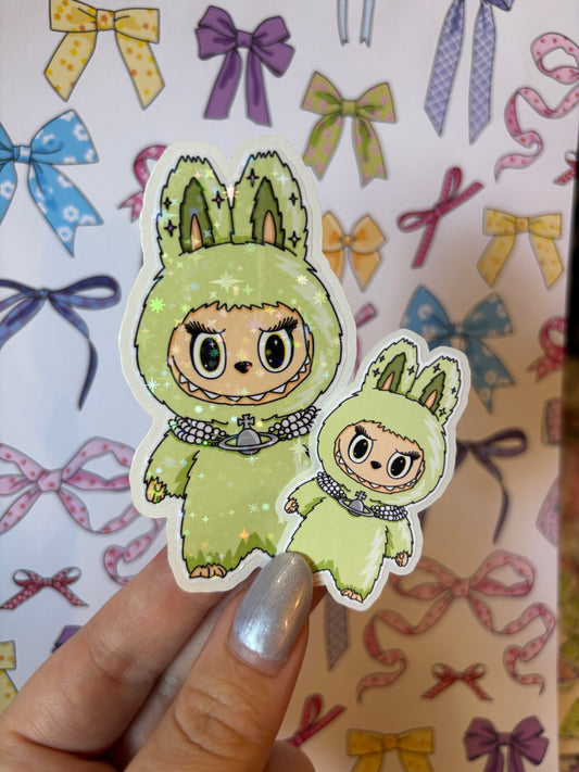 Green Furry Easy Peel Sticker