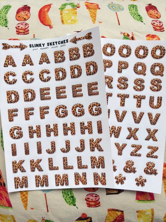 Leopard Alphabet Sticker Sheet (2 sheets)