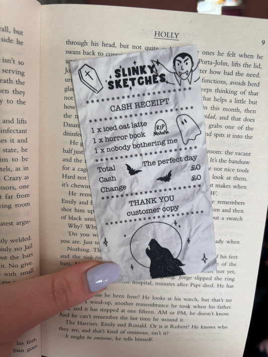 Receipt for Horror Book Die Cut Bookmark