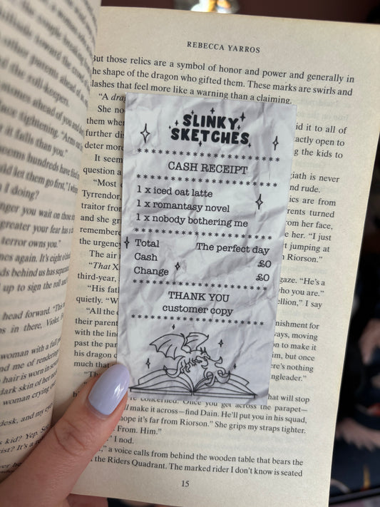 Receipt for Romantasy Book Die Cut Bookmark