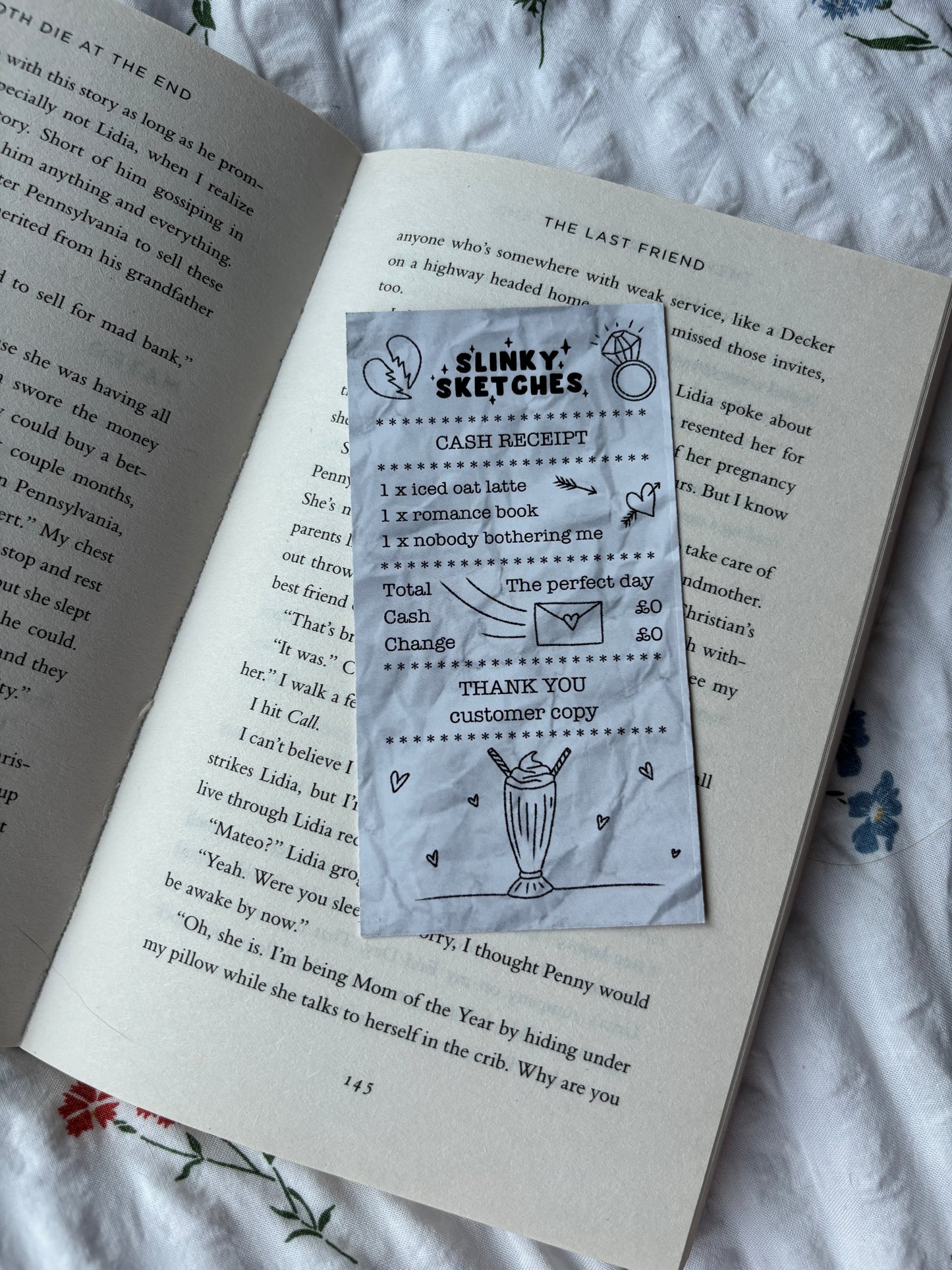 Receipt for Romance Book Bookmark