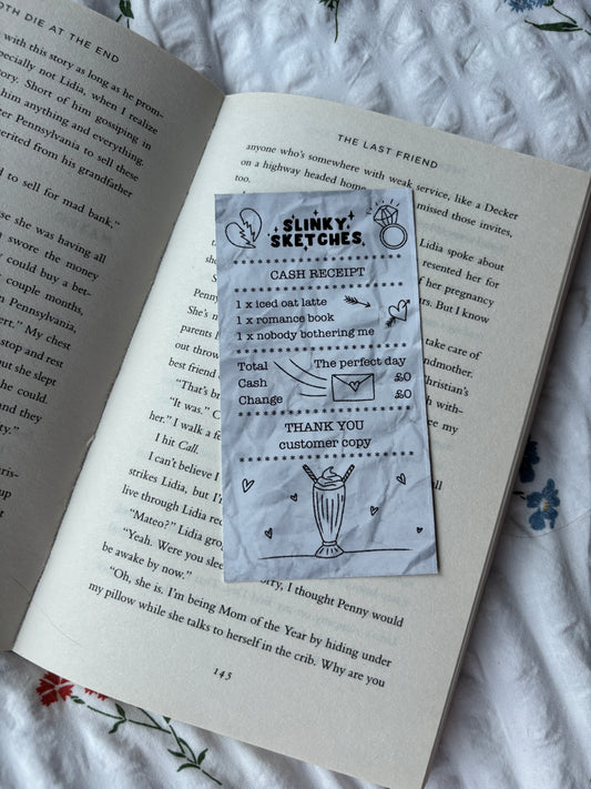 Receipt for Romance Book Bookmark