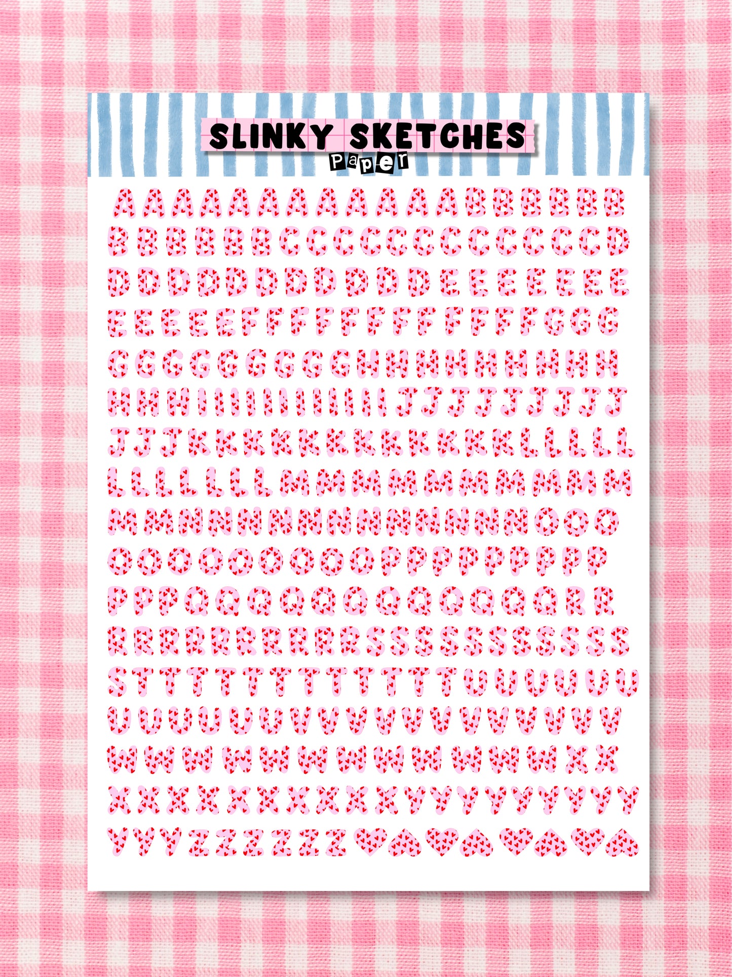 A5 Paper Heart Lettering Sticker Sheet