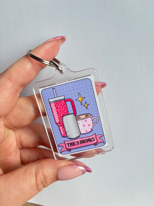 The 3 Drinks Tarot Keyring