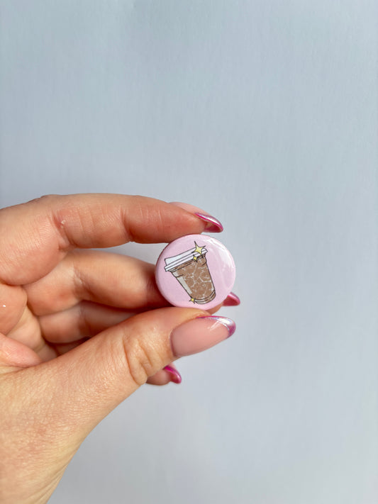 Iced Coffee Button Badge