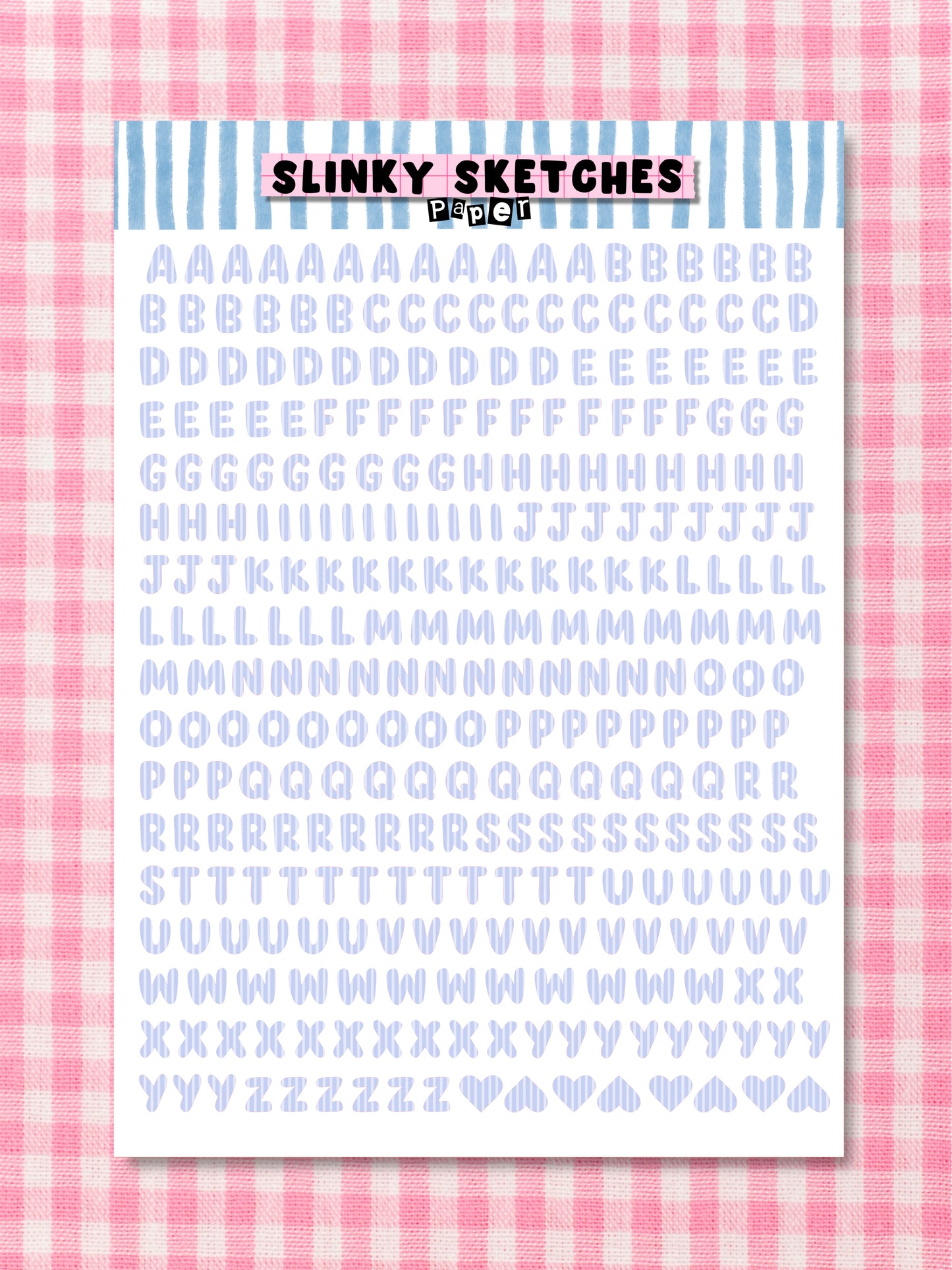 A5 Paper Blue Stripe Lettering Sticker Sheet