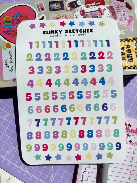Numbers A5 Sticker Sheet