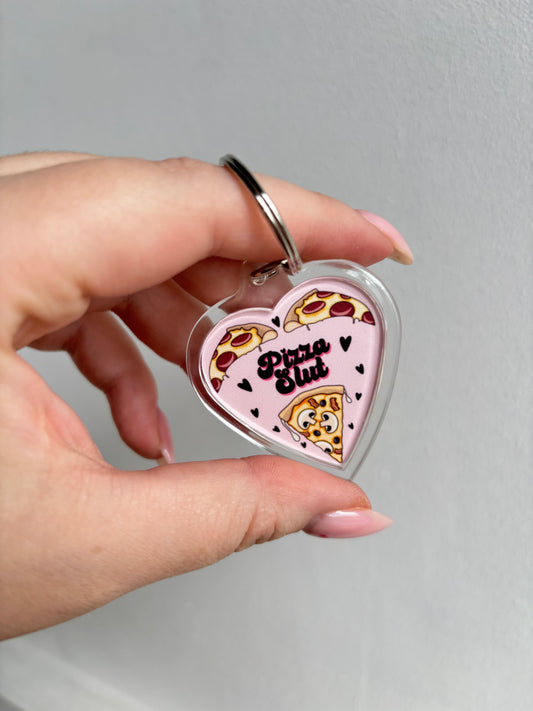 Pizza Slut HEART Keyring