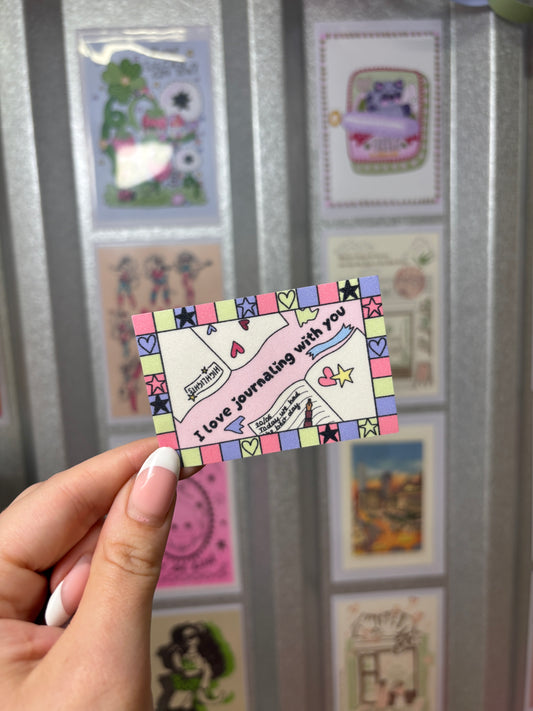 I ♡ Journaling With You Die Cut Glitter Sticker