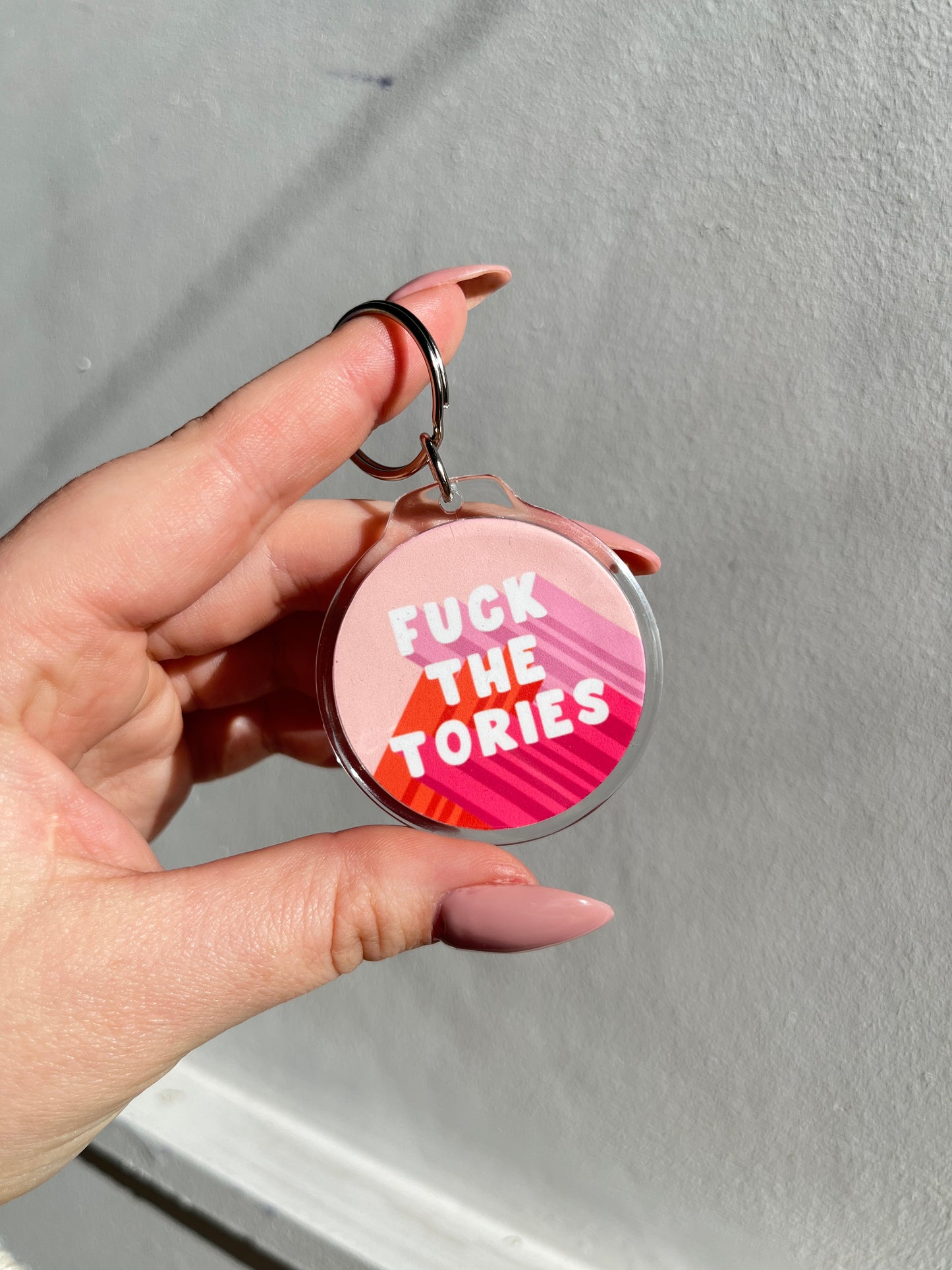Fuck The Tories - Pink Keyring