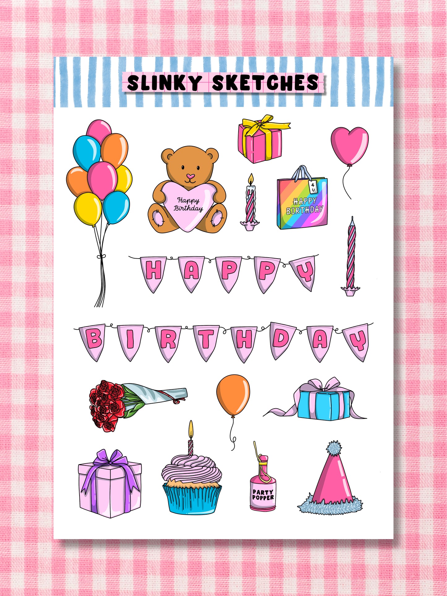 Birthday Party A6 Sticker Sheet