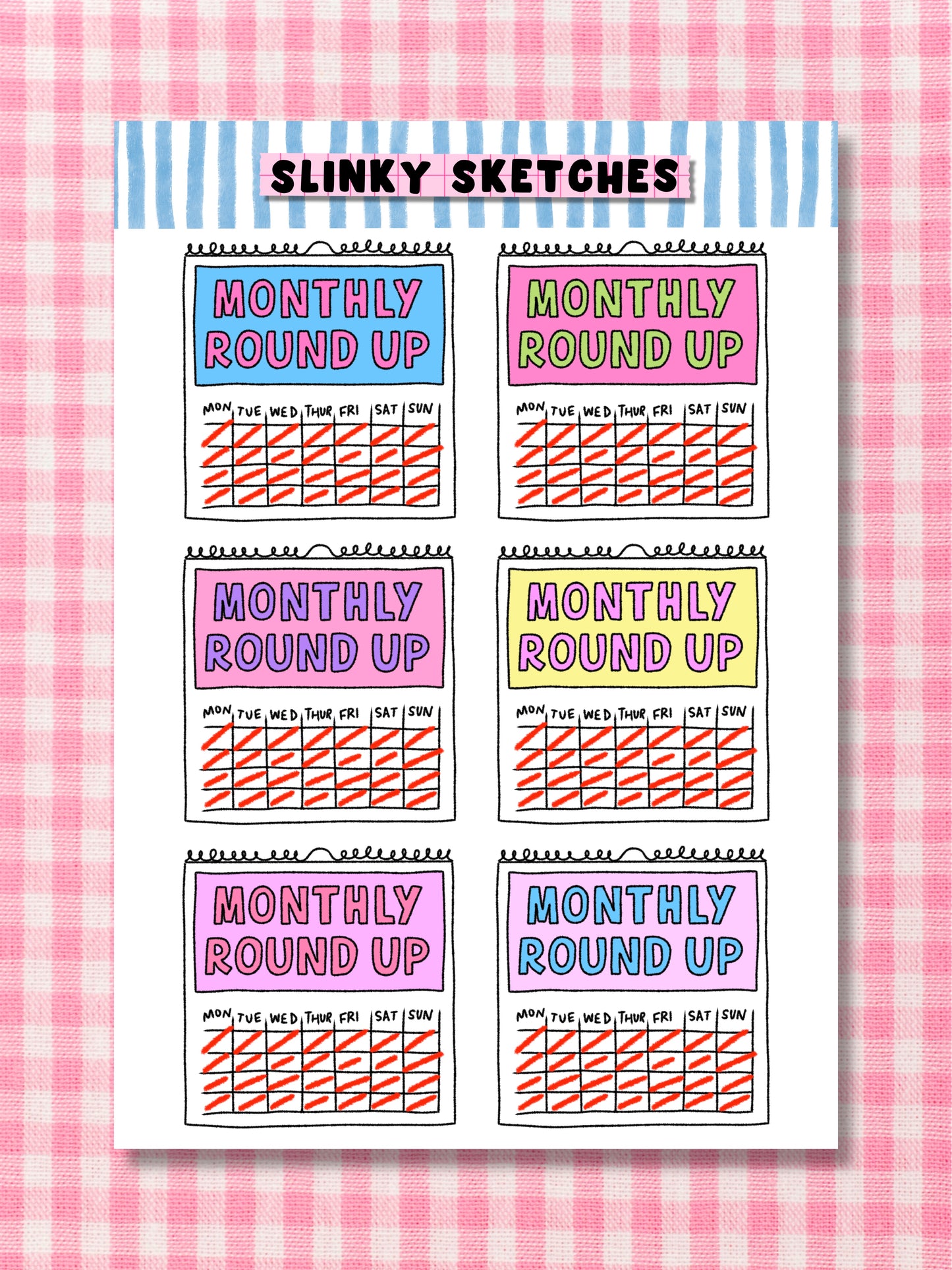 Monthly Round Up A6 Sticker Sheet