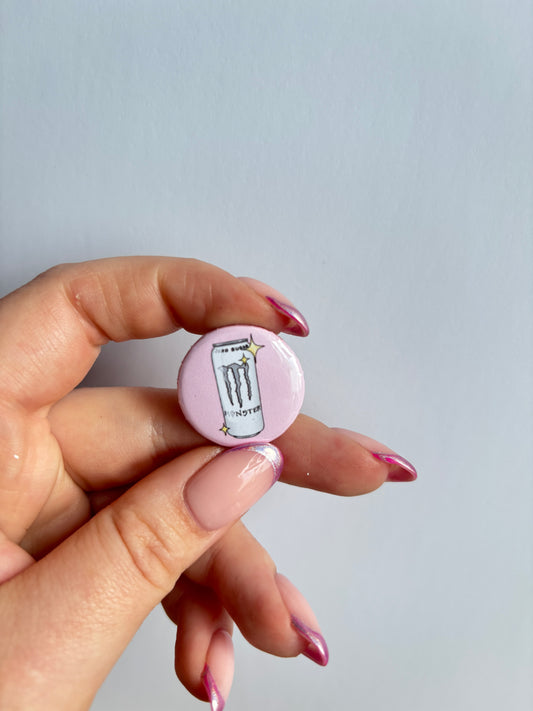 White Monny Button Badge