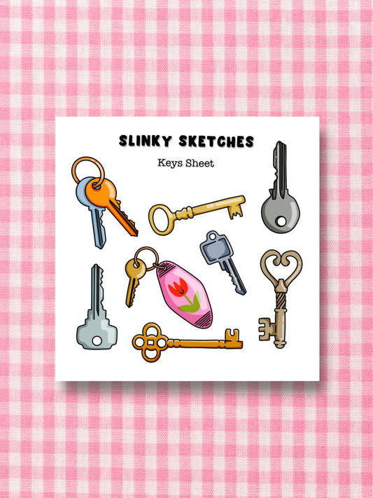 9cmx9cm Keys Sticker Sheet
