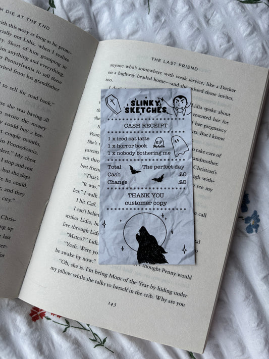 Receipt for Horror Book Bookmark