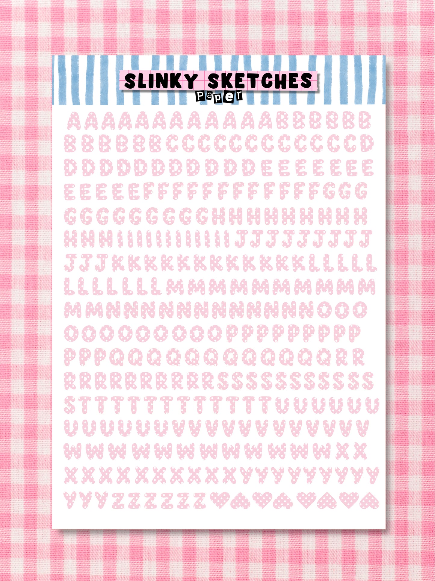 A5 Paper Pink Polkadot Lettering Sticker Sheet
