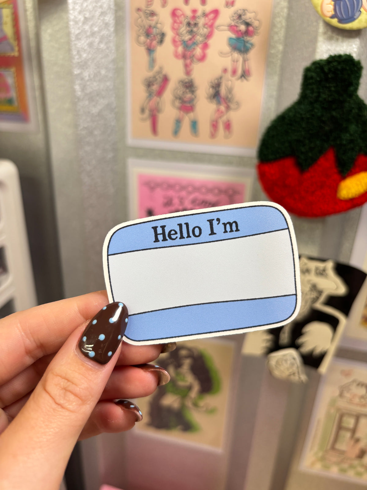 Hello Blue Die Cut Matte Sticker