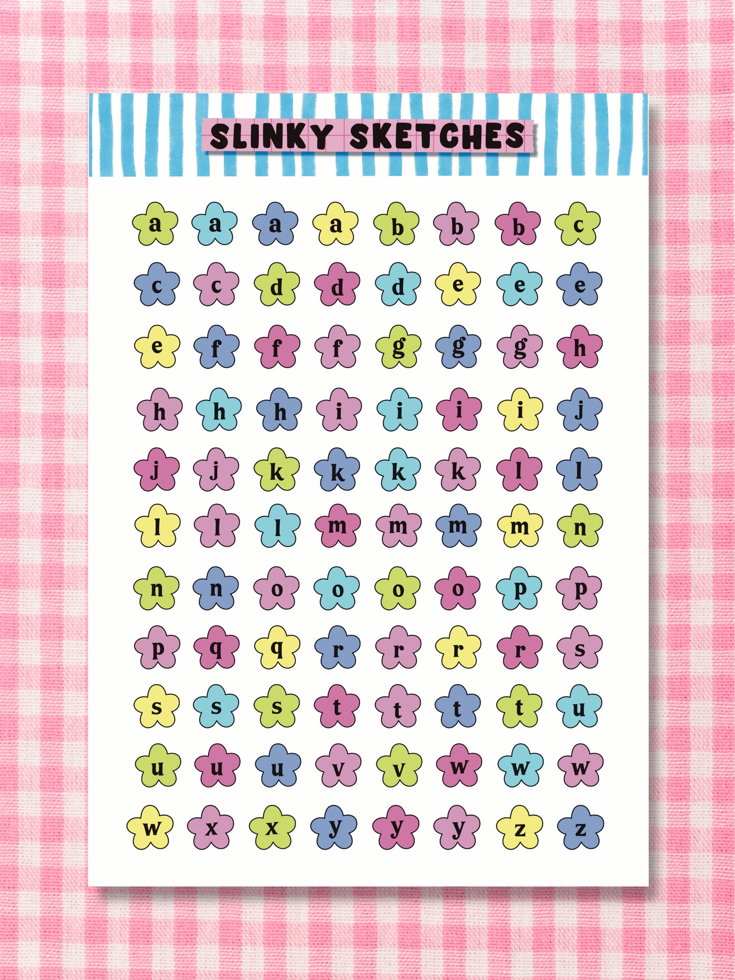 A5 Flower Lettering Sticker Sheet